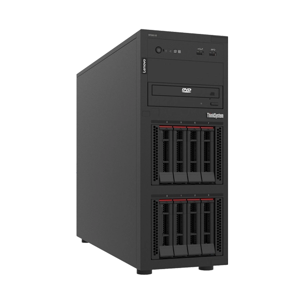 ST250 V3 front angled right 8x35 HS ✔️تامین تجهیزات مرکز داده آرمان 👨‍💻 Lenovo ThinkSystem ST250 V3 Server