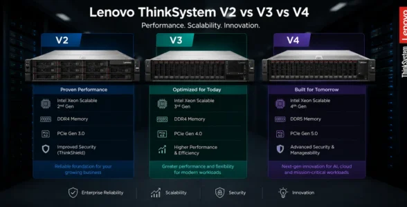 مقایسه سرورهای Lenovo ThinkSystem V2، V3 و V4
